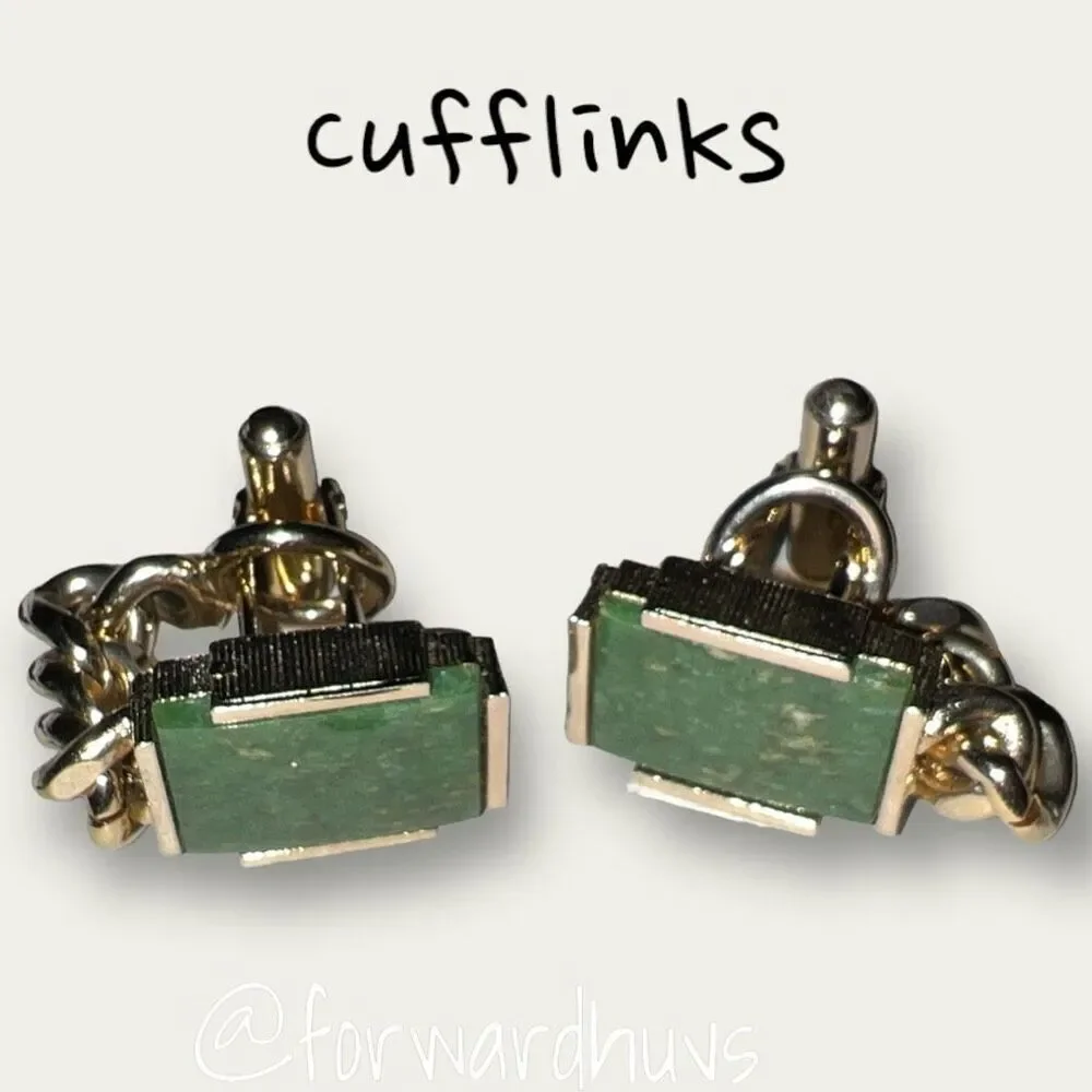 Vintage Stone Cufflinks with Goldtone Chain